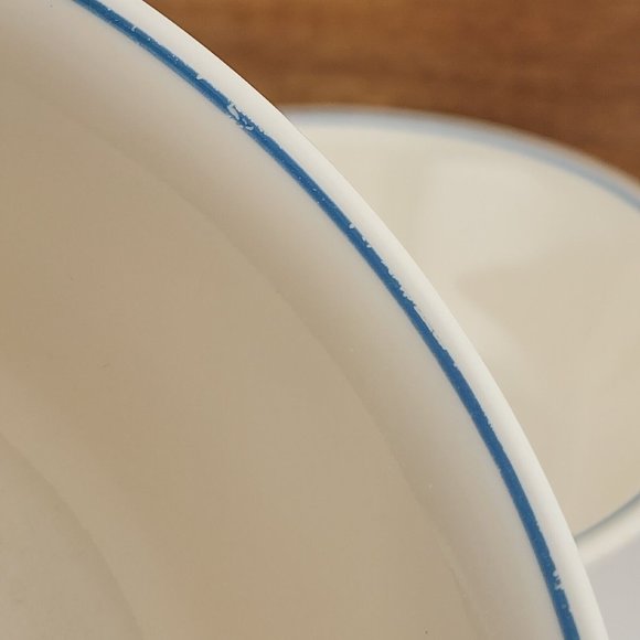 Corelle Soup Cereal Bowls beige blue stripe 6” Corning - Picture 9 of 10